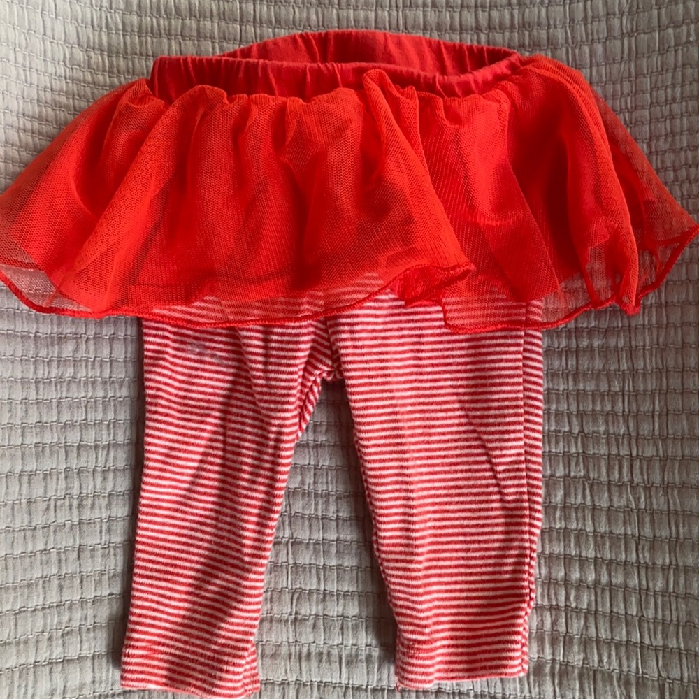 Red Stripe tutu leggings Sz 3 months